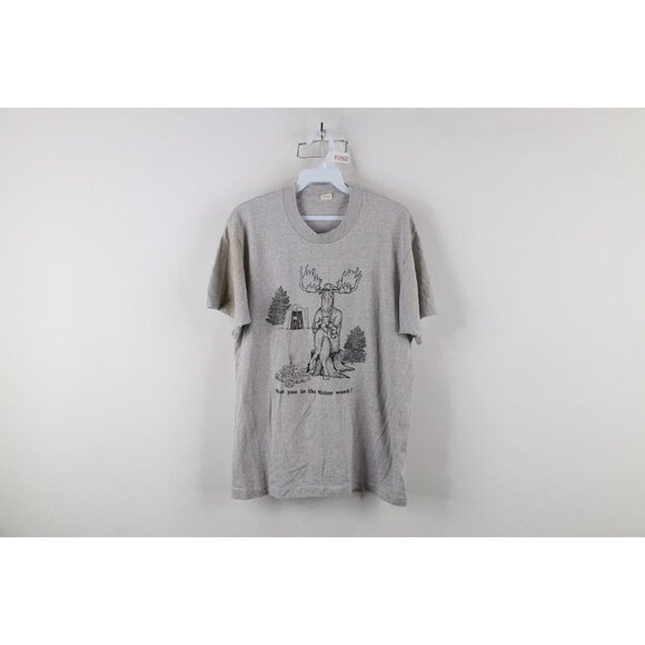 Vintage Other - Vintage 80s Mens Large Distressed Comic Meet You In The Maine Woods T-Shirt USA